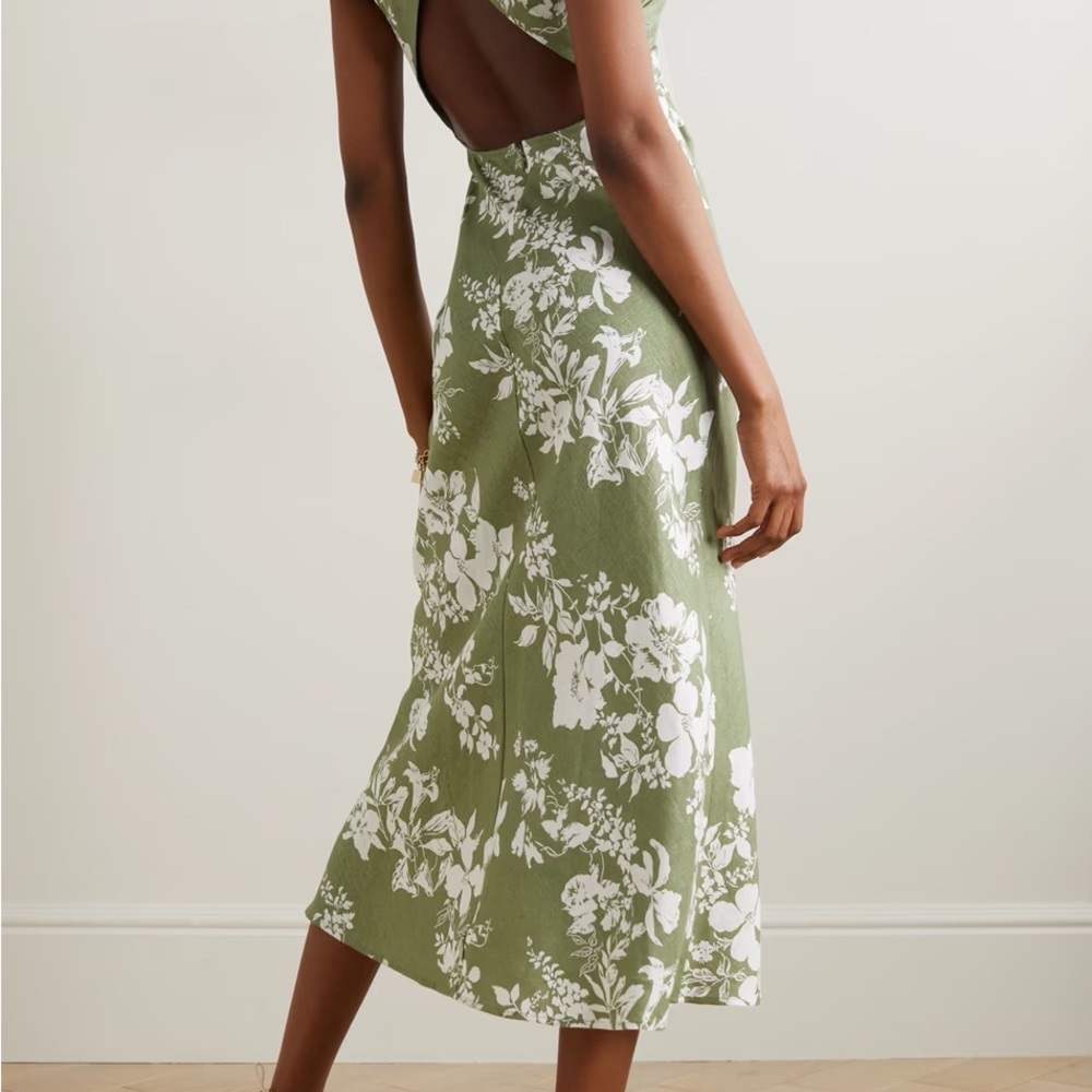 Reformation Green Halter Sundress for Wedding Guest